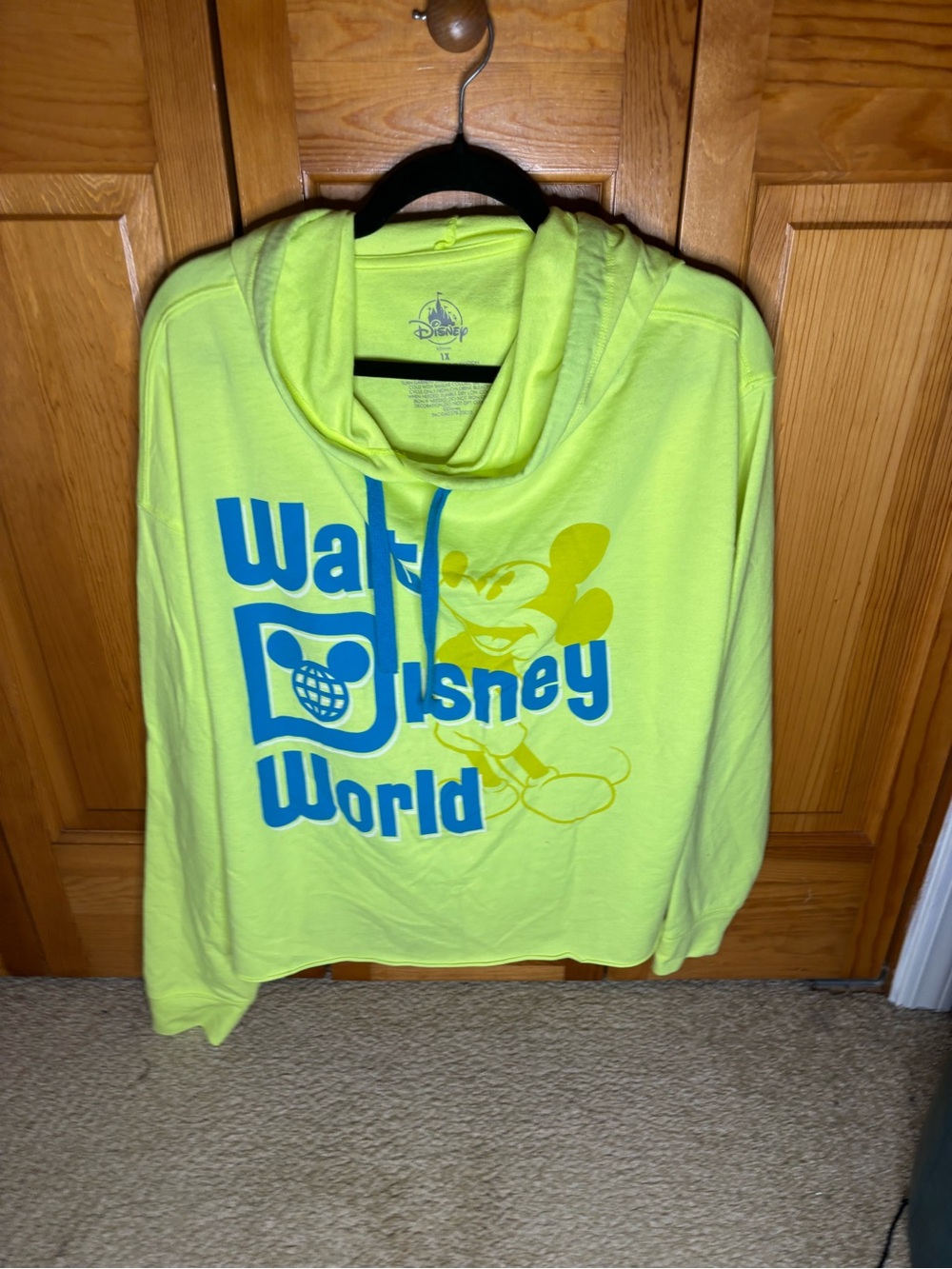 Disney Neon Yellow Hoodie with Blue Accents